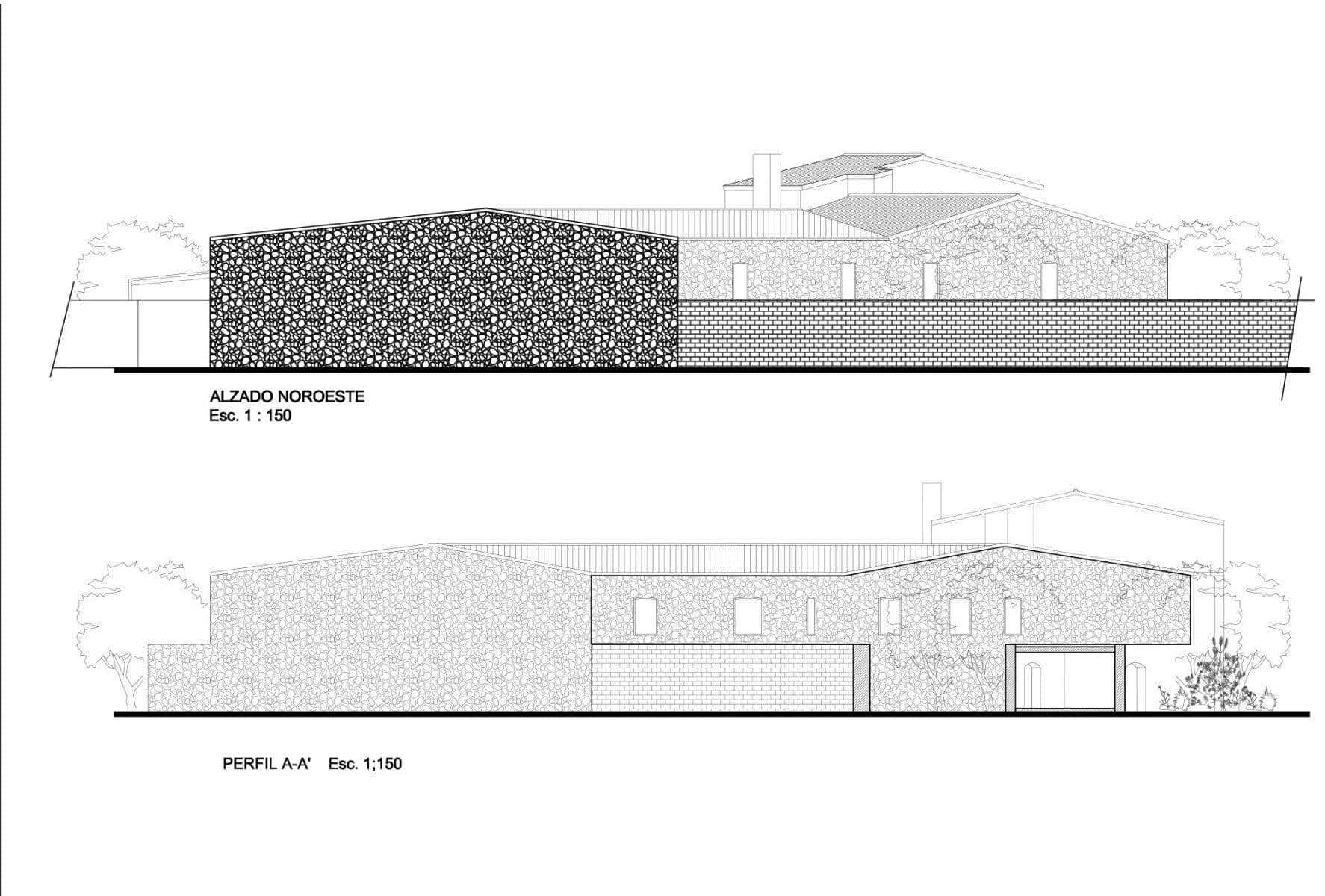 North elevation · Section A-A'