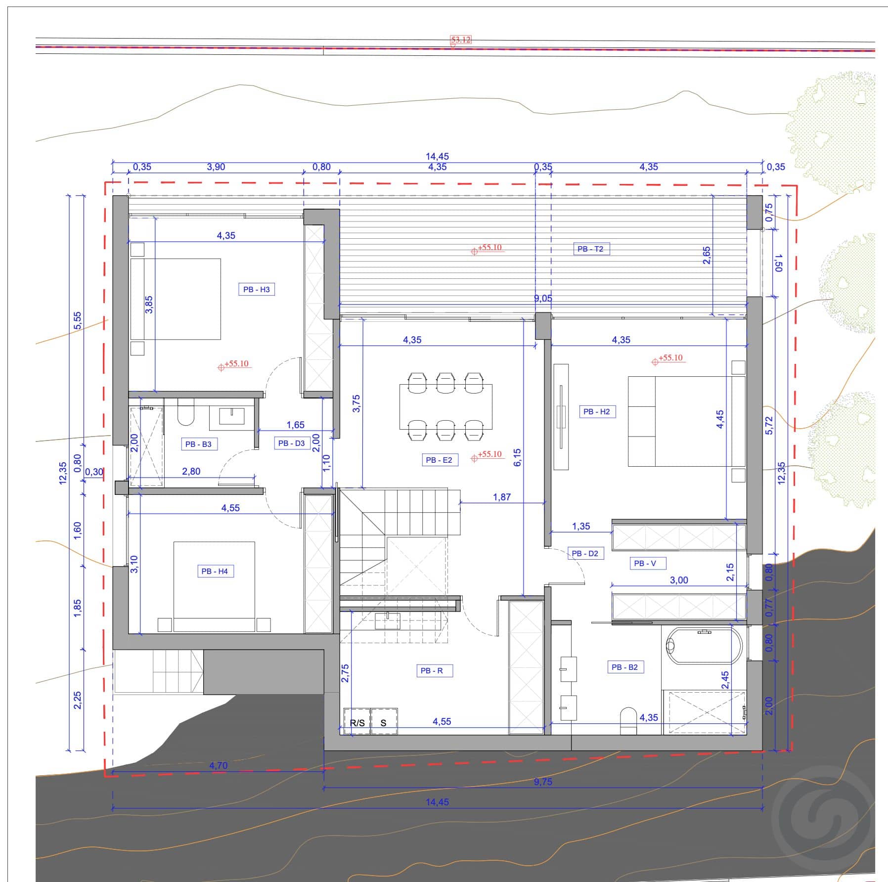 Floor plans — Elegant contemporary house with pool and bright spaces and sea views