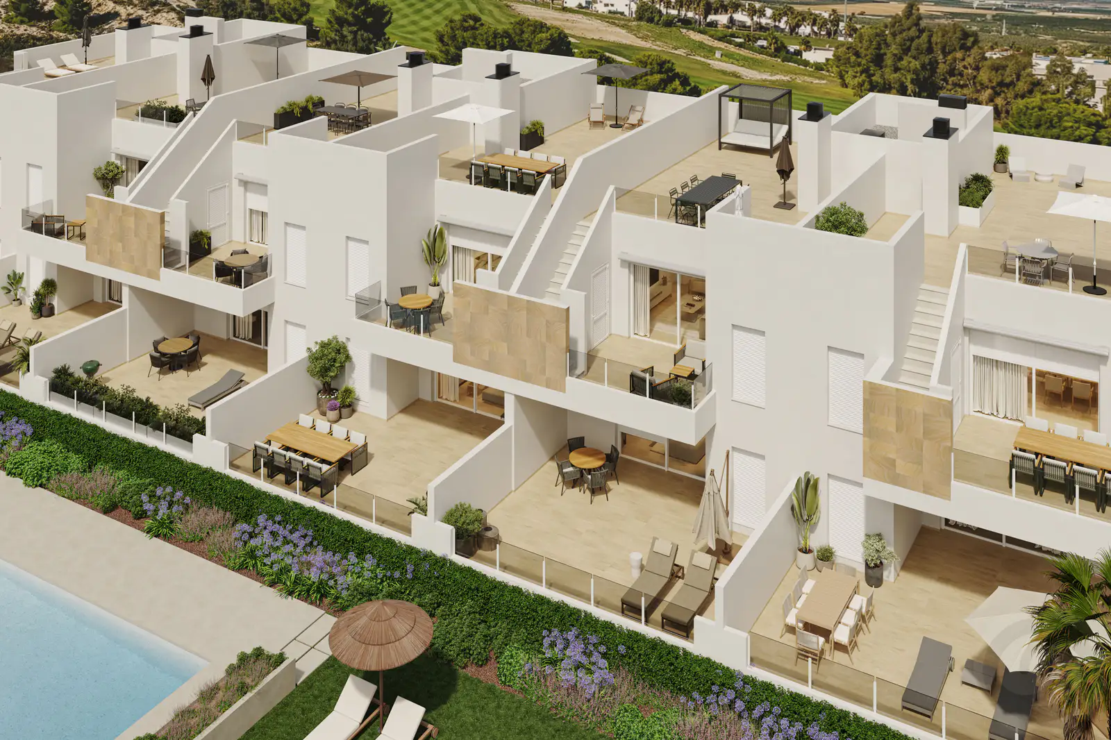 Appartements de 3 chambres avec jardin et piscine commune à La Finca, Algorfa